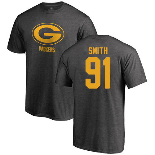 Men Green Bay Packers Ash #91 Smith Preston One Color Nike NFL T Shirt